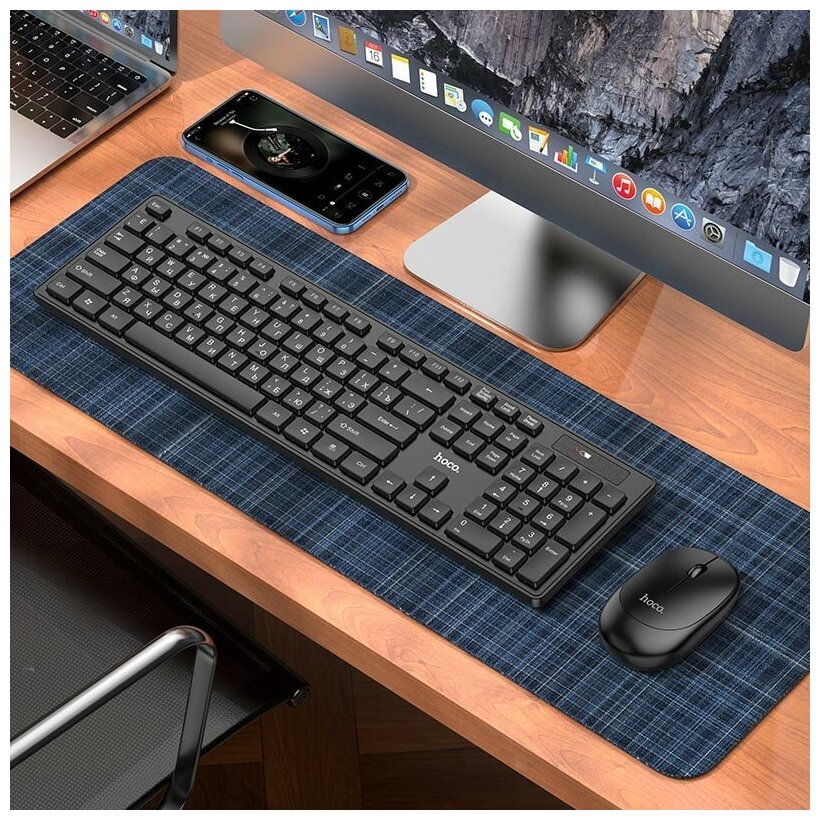 Набор беспроводные клавиатура и мышь, Hoco GM17, черные.