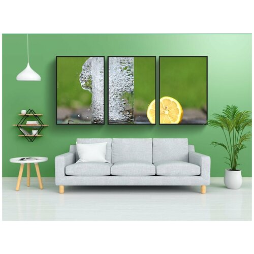 фото Набор модулных постеров для интерьера "вода, стакан, жара" 60x90 см. в тубусе, без рамки lotsprints