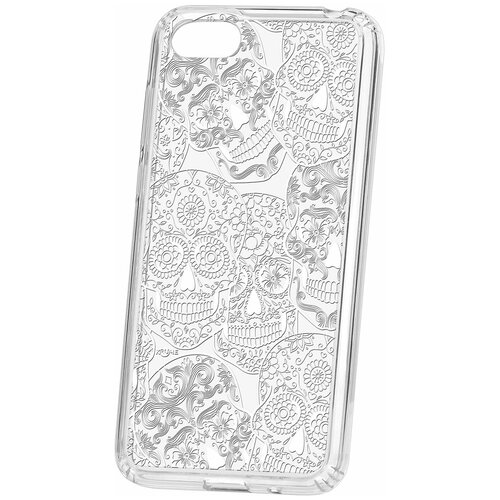 фото Чехол на huawei honor 7a / y5 2018 / y5 prime 2018 / y5 lite 2018 / honor 7s / 7a prime kruche print skull white / чехол для huawei / чехол с рисунком / чехол с принтом / чехол для хонор / чехол для хуавей / бампер на хуавей / чехол накладка для хонор / противоударная накладка для honor huawei / защита для honor / защита на huawei / cиликоновый чехол для huawei honor / пластиковый чехол на huawei / защитный чехол для honor / чехольчик / защита телефона / ударопрочный чехол кruче