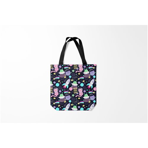 фото Сумка-шоппер / 40х40 см / звери / коты и кошки космонавты burnettie