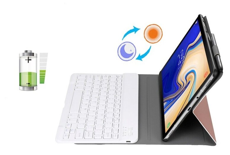 Клавиатура MyPads для Samsung Galaxy Tab A 101 SM-T510 2019 SM-T515 2019 съемная беспроводная Bluetooth в комплекте c кожаным чехлом и плас