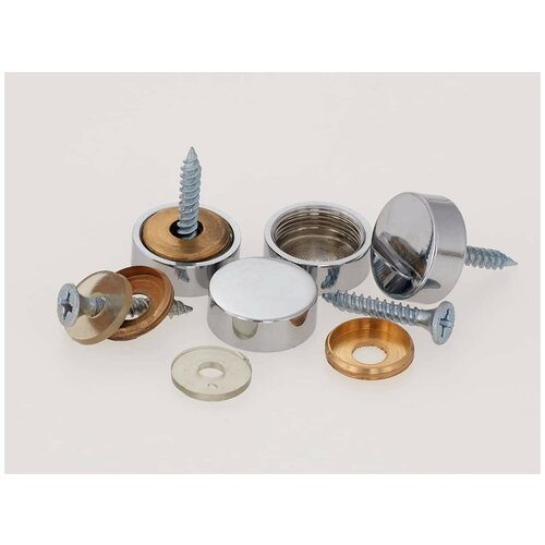 Декоративные колпачки с плоской шляпкой, диаметр 16 мм, хром полированный АВ01 (набор 8 шт)