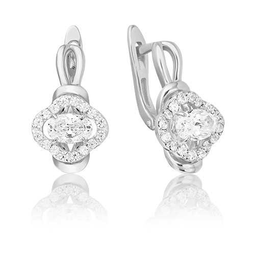 PLATINA jewelry Золотые серьги с вставками Swarovski 02-3282-00-501-1120-38