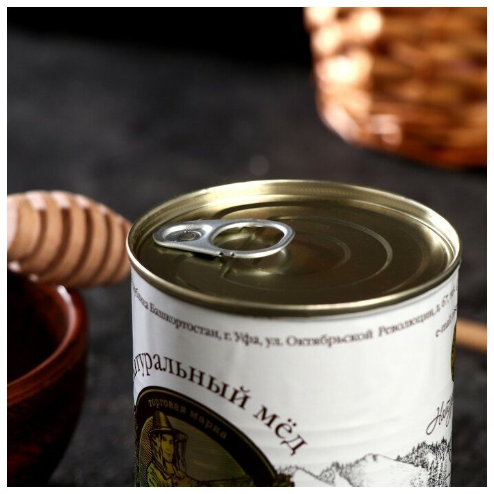 Мед Башкирские пасеки цветочный мёд ж/б, 550 гр, мёд натуральный башкирский