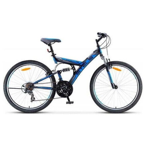 фото Велосипед двухподвесной stels focus v 26" 18-sp v030, 18" темно-синий/синий