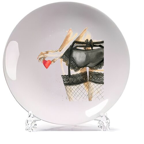 фото Тарелка coolpodarok девушка. черные чулки. сзади