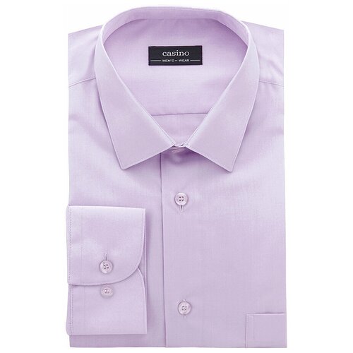 фото Рубашка мужская длинный рукав casino c710/15/lav/z, полуприталенный силуэт / regular fit, цвет сиреневый, рост 174-184, размер ворота 39