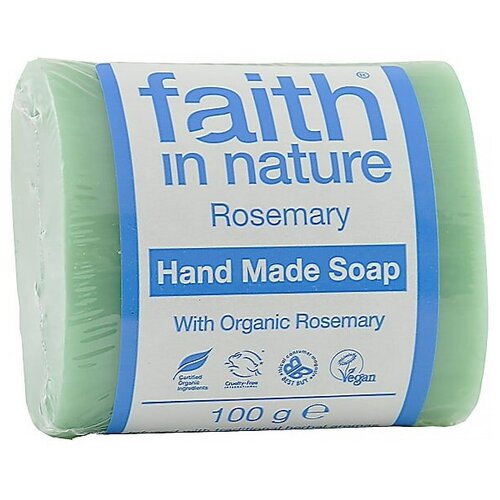 Антибактериальное мыло ручной работы с экстрактом листьев Розмарина, faith in nature 100г