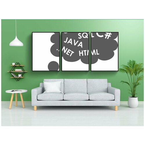 фото Набор модулных постеров для интерьера "облако, программист, язык программирования" 60x90 см. в тубусе, без рамки lotsprints