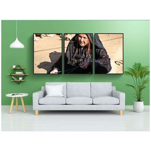 фото Набор модулных постеров для интерьера "женщина, старый, афганистан" 60x90 см. в тубусе, без рамки lotsprints