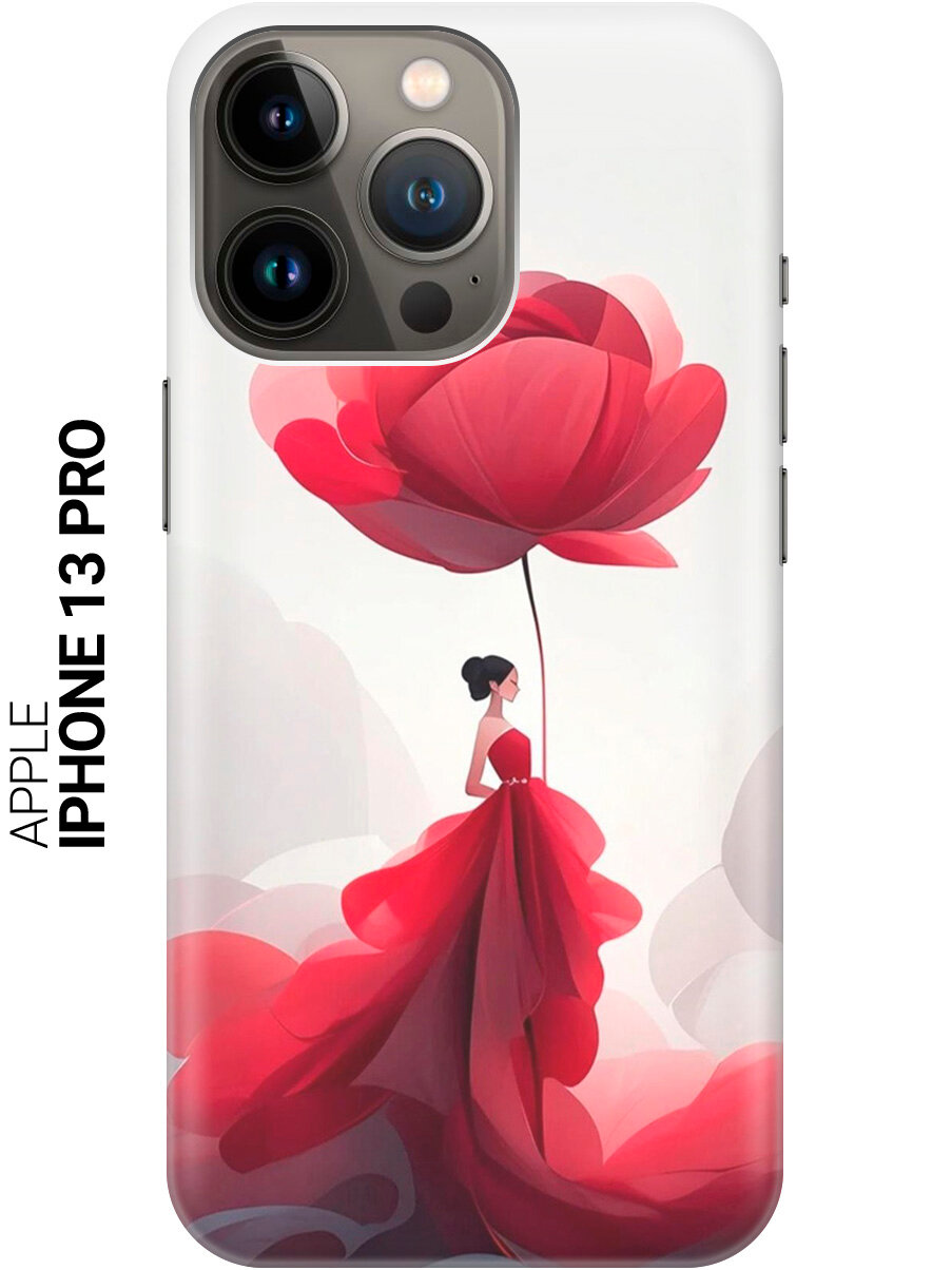 Силиконовый чехол на Apple iPhone 13 Pro / Эпл Айфон 13 Про с рисунком "Цветочная девушка в красном"