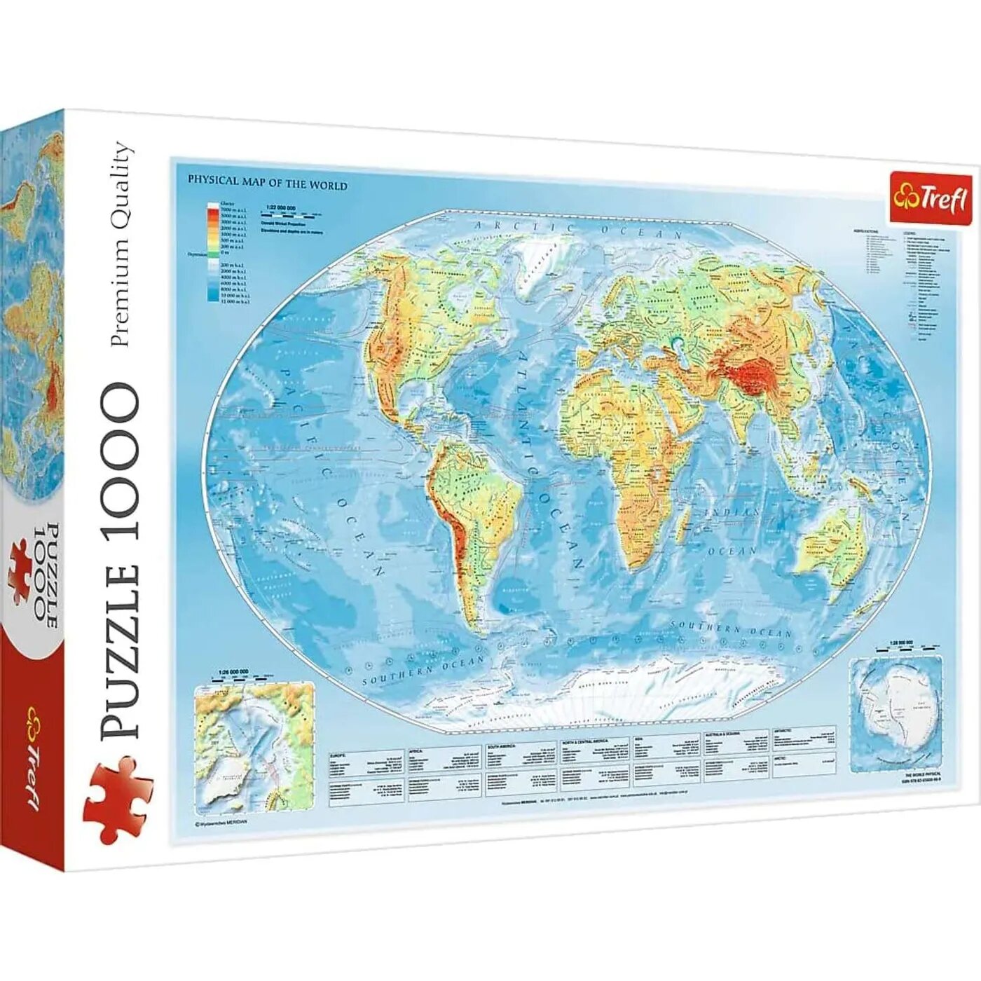 Пазл 1000 деталей TREFL Физическая карта мира
