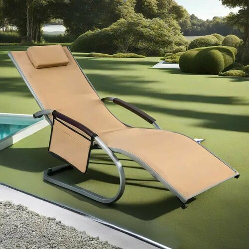 Шезлонг для дачи и бассейна анатомический из стали и текстилена Рипозо 12589₽