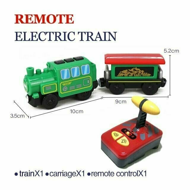 Деревянная железная дорога: Электропоезд радиоуправляемый на пульте управления для детской железной дороги