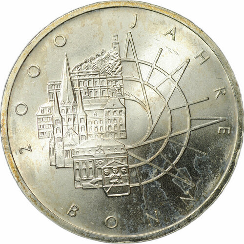 Монета 10 марок 1989 D 2000 лет городу Бонн Германия ФРГ монета германия фрг 10 пфеннигов 1989