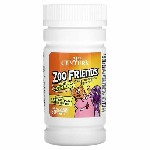 21st Century Zoo Friends Multi Gummies Plus Extra C, Детские мультивитамины с витамином С, 60шт