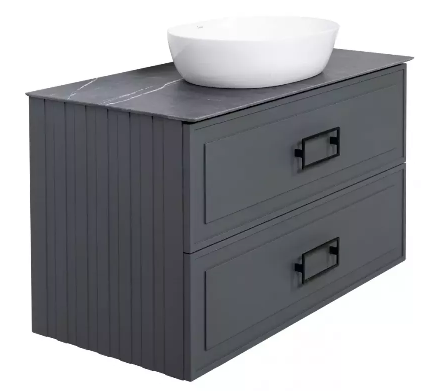 Тумба под раковину La Fenice Cubo Grigio Twin 100 см  подвесная  под накладную раковину  серый матовый  FNC 01 CUB G 100 2