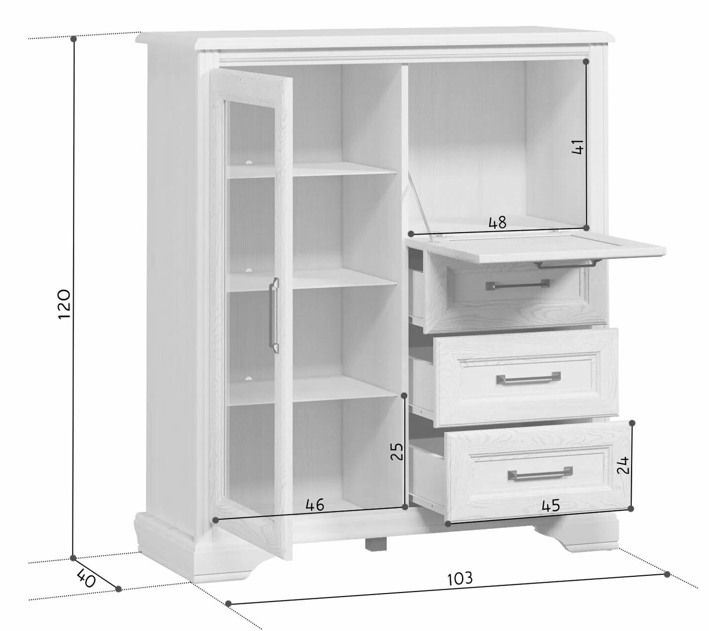 Тумба БРВ мебель Стилиус B169-KOM1W1B3S