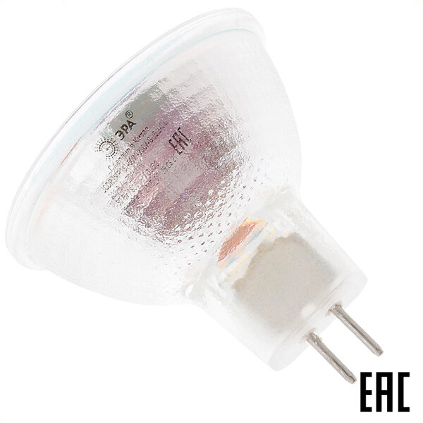 Лампа 50Вт C0027365 GU5.3-JCDR(MR16)-50W-230V-CL 800Лм галогенная с отражателем тёплый белыйсвет (ЭРА) (6 шт. в комплекте)