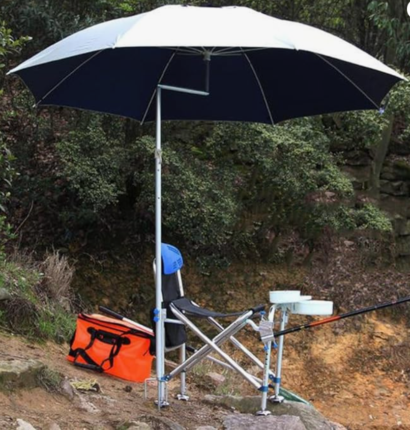 Карповый зонт с тентом / Пляжный зонт с защитой от дождя и солнца / Светоотражающий зонт для рыбалки и отдыха / D=220 см - фотография № 6