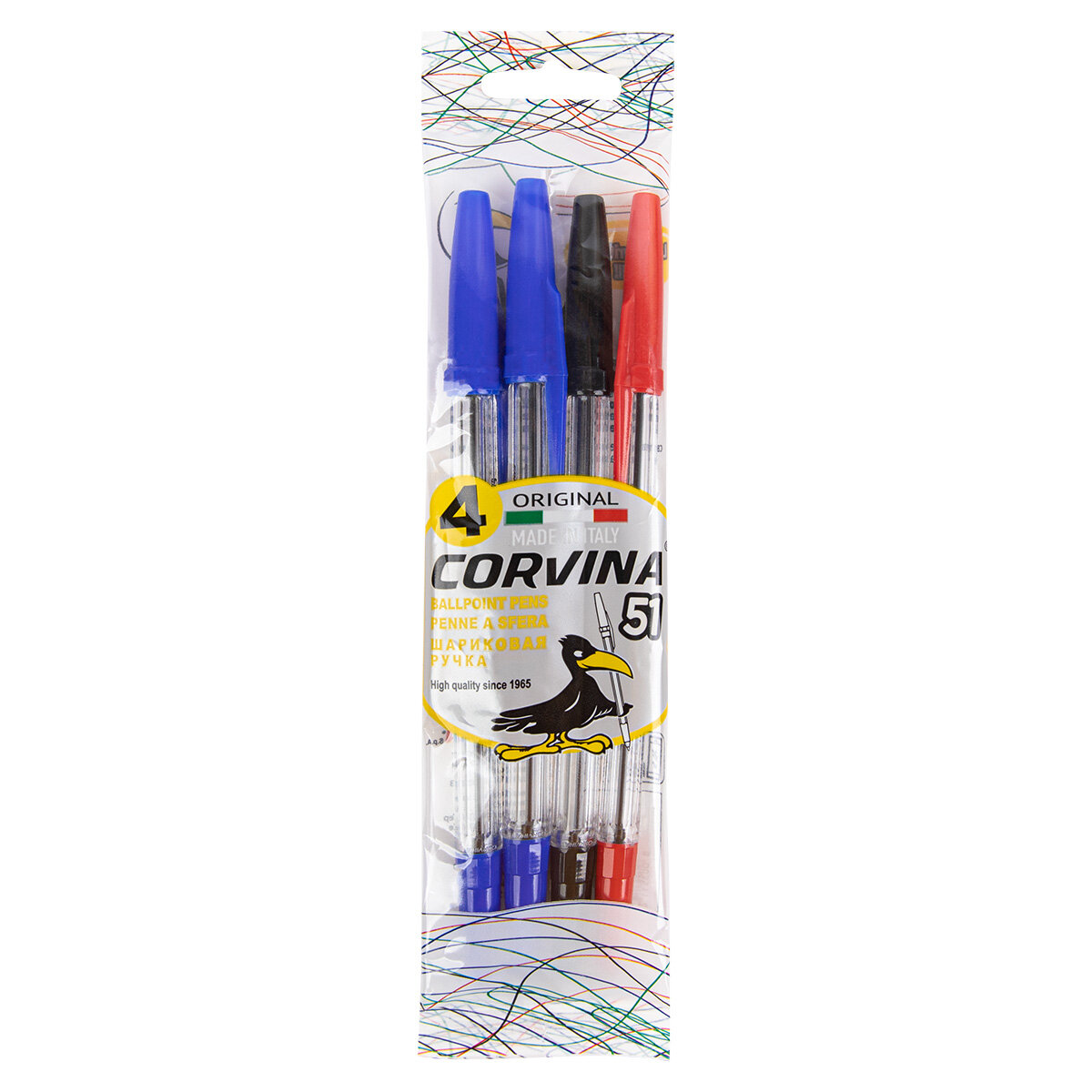 Набор шариковых ручек шариковая Corvina 40226 4 шт синий черный красный 0.7 мм - фото №1