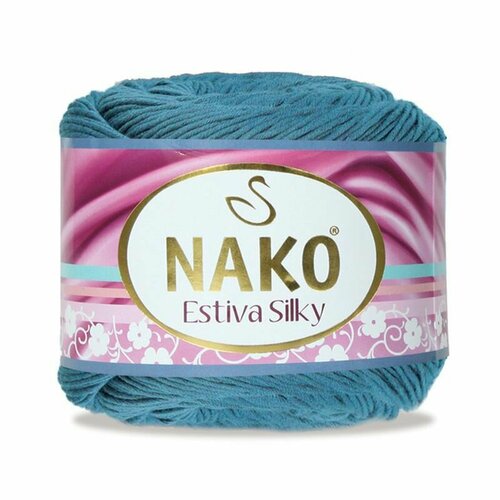 Пряжа Estiva Silky, Nako, мор. волна - 12932, 52% хлопок, 48% бамбук, 5 мотков, 100 г, 224 м.