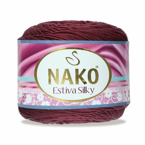 Пряжа Estiva Silky, Nako, бордо - 1372, 52% хлопок, 48% бамбук, 5 мотков, 100 г, 224 м.