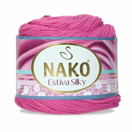 Пряжа Estiva Silky, Nako, мальва - 12927, 52% хлопок, 48% бамбук, 5 мотков, 100 г, 224 м.