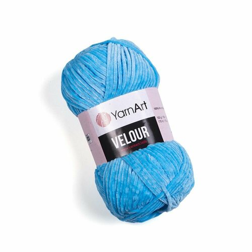 фото Пряжа velour (yarnart), гол. бирюза - 850, 100% микрополиэстер, 5 мотков, 100 г, 170 м.