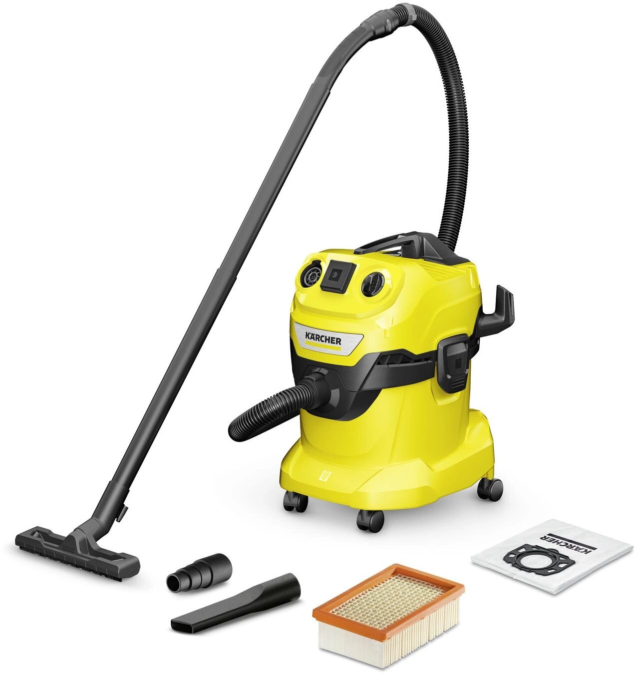 Строительный пылесос Karcher WD 4 P V-20/5/22 (уборка: сухая/сбор воды) желтый