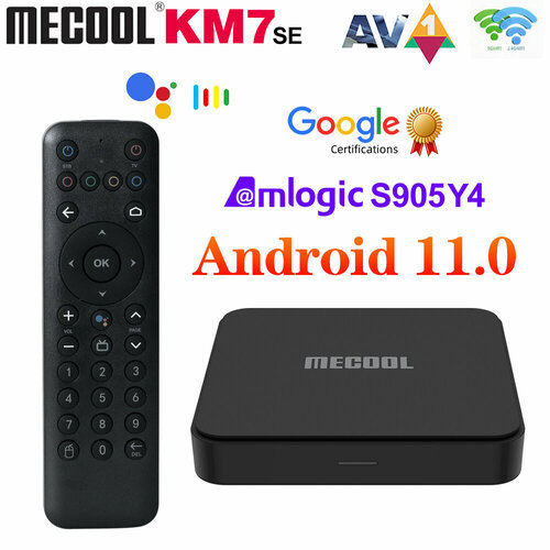 Смарт ТВ Приставка Mecool KM7 SE Amlogic S905Y4 2Гб 32Гб Поддержка AV1 1080P H265 4K 60pfs 24G5G Wifi BT51 515000₽