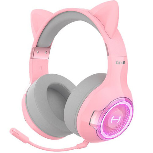 Bluetooth наушники с микрофоном Edifier G4BT беспроводная полноразмерная гарнитура - розовая c ушками