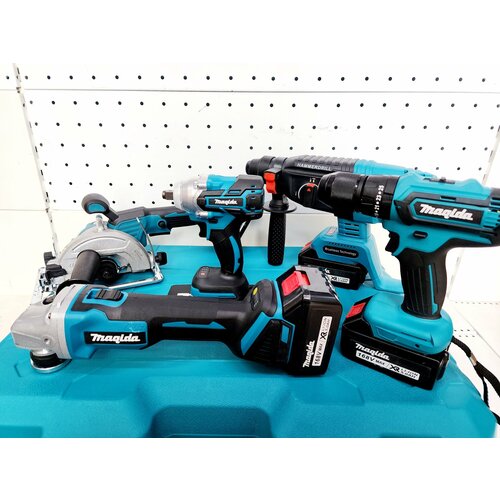 Набор аккумуляторного инструмента Magida 5 в 1 (перфоратор+ушм+гайковерт+шуруповерт+циркулярная пила)