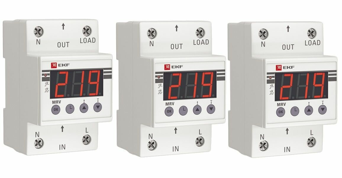 Реле напряжения с дисплеем MRV 63A EKF PROxima 3 штуки