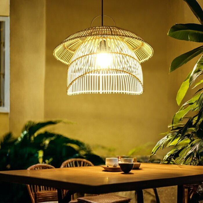 фото Светильник потолочный из ротанга "Откровение" 1х120Вт, Е27, 40х40х25 см