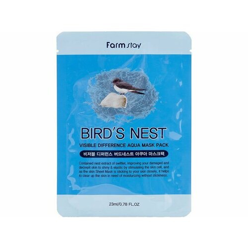 тканевая маска для лица с экстрактом ласточкиного гнезда daymellow bird’s nest mask pure water energy 1 шт Маска для лица тканевая с экстрактом ласточкиного гнезда Farm Stay VISIBLE DIFFERENCE BIRDS NEST AQUA MASK PACK