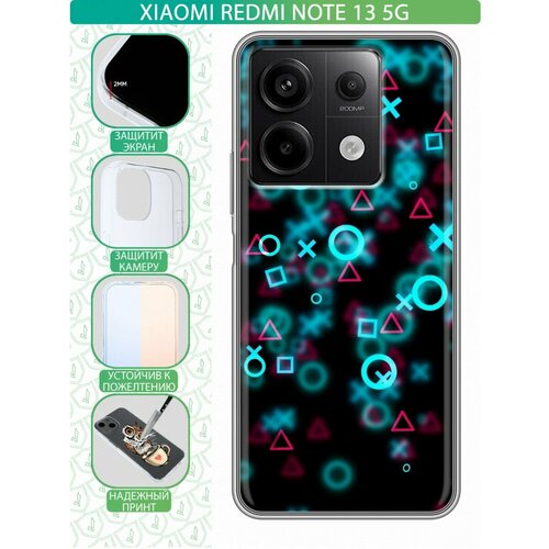 Дизайнерский силиконовый чехол для Редми Ноут 13 5Ж / Xiaomi Redmi Note 13 5G Игровые кнопки обои силиконовый чехол на xiaomi redmi note 13 5g сяоми редми ноут 13 5г с рисунком camomiles прозрачный