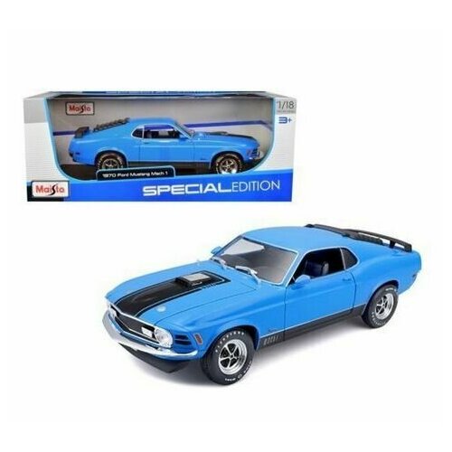 Машинка коллекционная металл. Maisto 31453 голубой 1:18 SP (B)-1970 Ford Mustang Mach1