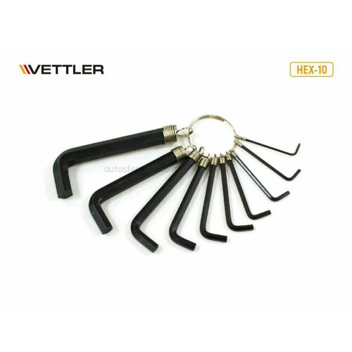 VETTLER HEX10 Набор шестигранников (10пр) 1,5-10 мм (VETTLER) vettler щупы измерительные набор fhe 26 26 листов 0 04 0 63мм vettler