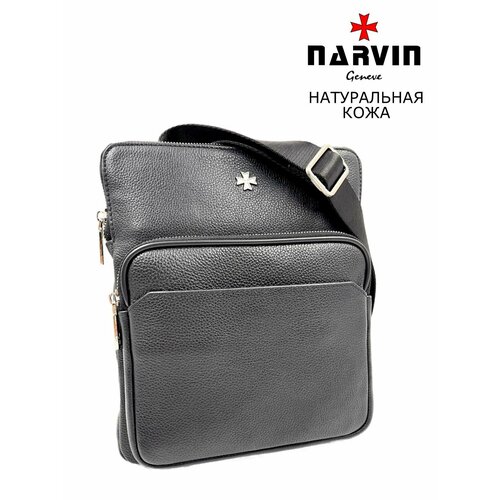 Сумка барсетка NARVIN 9471-N.Polo Black, фактура гладкая, черный
