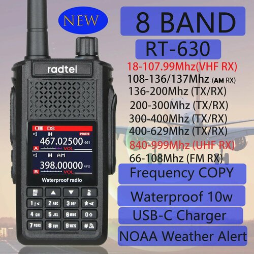 Radtel RT-630 Портативная Радиостанция, black, Usb plug