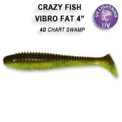 Силиконовая приманка мягкая съедобная Crazy Fish Vibro Fat 4' 10.00 см 15-100-4d-6 4 шт.