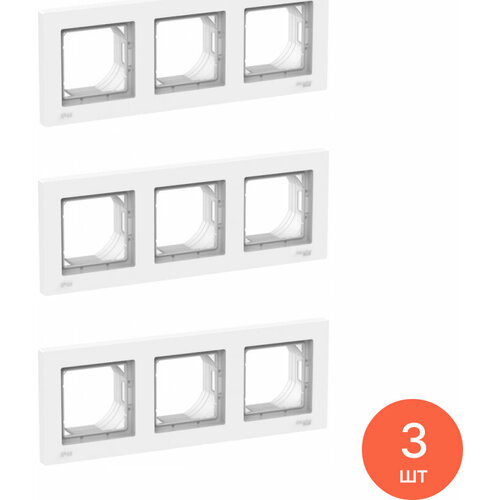 Рамка электроустановочная Systeme Electric / Систем Электрик AtlasDesign Aqua ATN440103 IP44 белая, 3 поста / для розеток и выключателей (комплект из 3 шт)