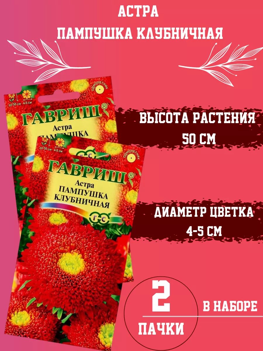 Семена Астра Пампушка Клубничная 2шт