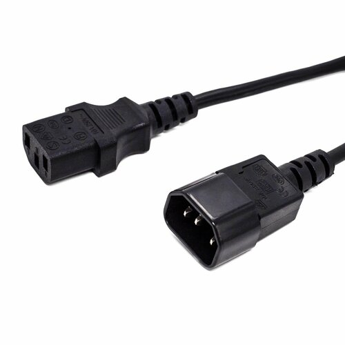 Кабель питания Filum FL-PC16-C13-C14-0.6M С13- C14, 3х1 мм², 220В, 10A, чёрный, 0.6 м.