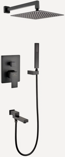 Изображение товара Душевая система скрытого монтажа Grocenberg GB5089BL-1 Черный матовый, высокий душ