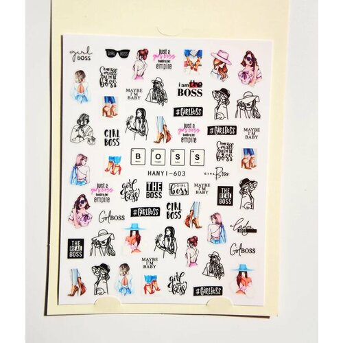 3D наклейки для ногтей черные цветы листы HY603 101₽