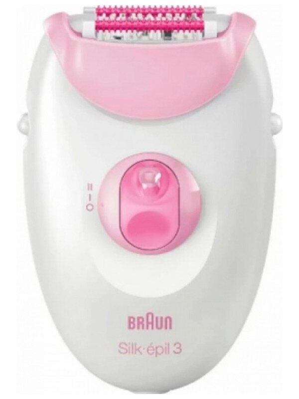 Эпилятор Braun S3 SE 3-031, белый/розовый, тип 5320, с бритвенной насадкой, сухая эпиляция, от сети — фото 1