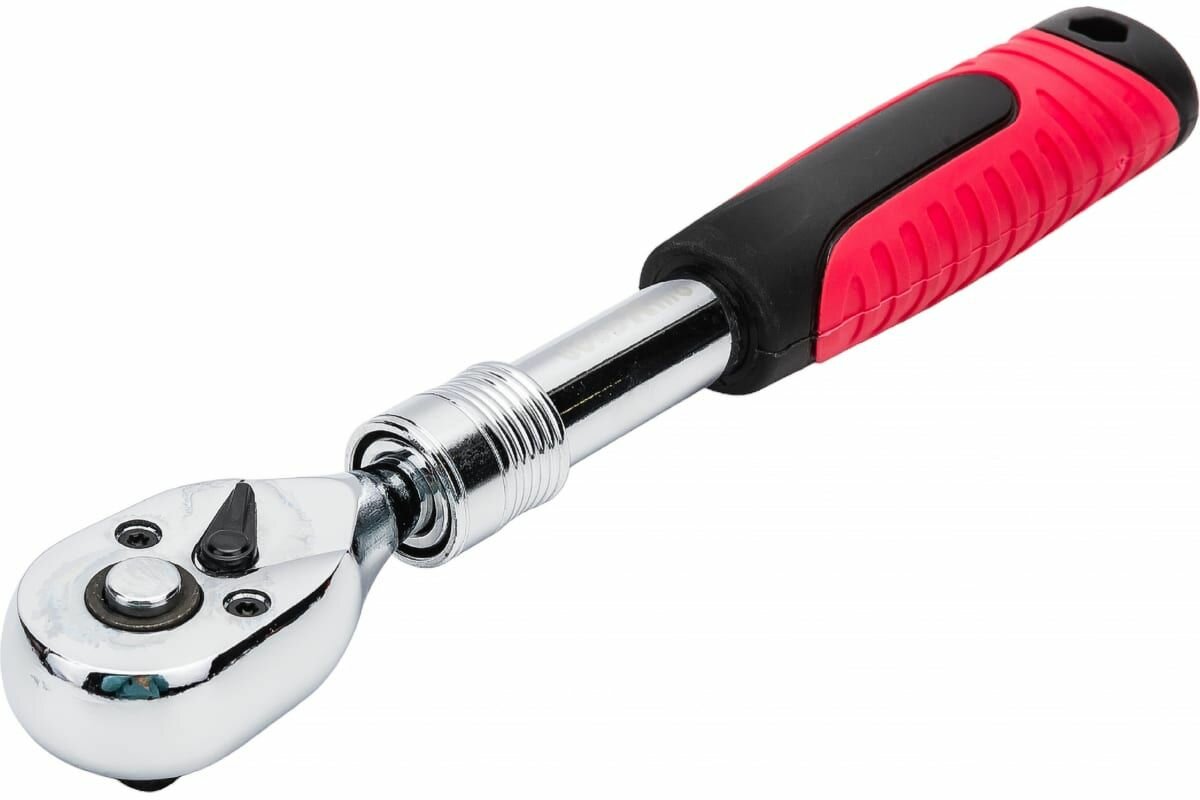 Трещотка 3/8", телескопический, 250-350мм, CrV, хромированная, двухкомпонентная рукоятка