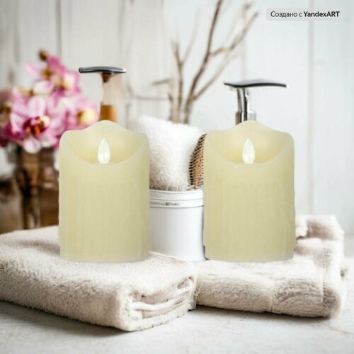 Свеча светодиодная многофункциональная Vegas воск без батарейки с пультом ДУ 75х115 см 2 шт 1818₽